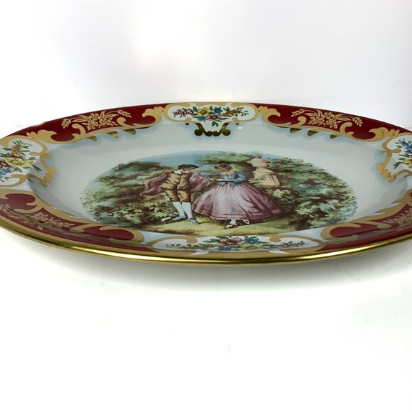 Mid Century Daher Decorated Ware Metal Retro Tin Tray Victorian Couple In Park - Picture 9 of 10